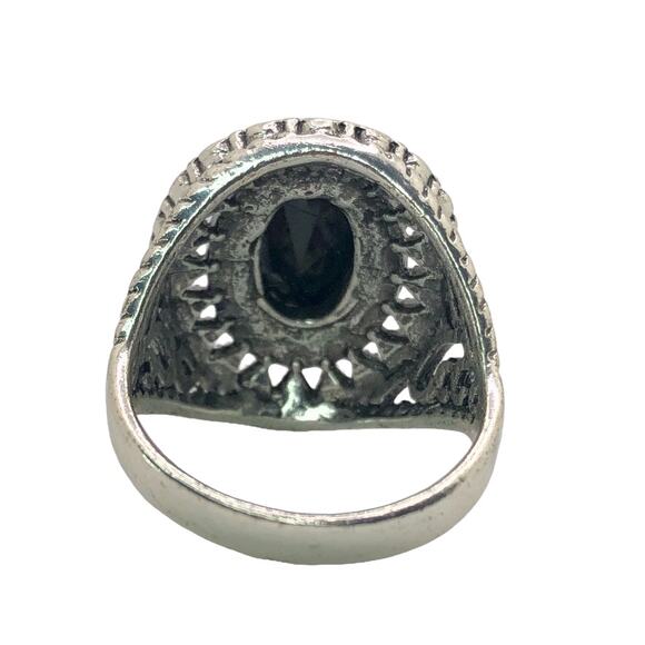 Silver and Black Rhinestone Statement Ring - Size 10 - Picture 6 of 7